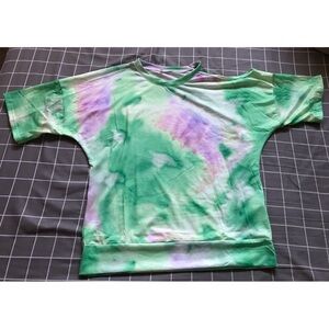 Green & purple tie die shirt